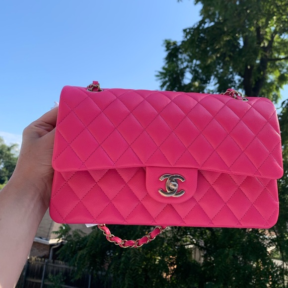 CHANEL Handbags - CHANEL Medium Classic Double Flap Bag Pink  NK289 Caviar LGHW 22K New /r…